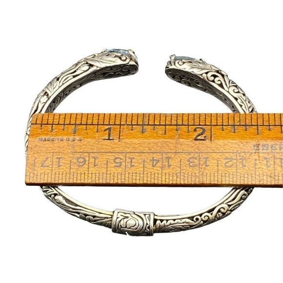Annika Witt Vintage ATI ID Sterling Silver Blue Topaz Hinged Cuff Bracel… - Picture 13 of 13